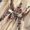 Casual Dresses Heavy Embroidery Dress Women's Clothing Gauze Beading Vintage Robe Femme Tunic Maxi 2024 Vestidos De Mujer 7n638