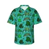 Men's Casual Shirts Funny Frog Doing Yoga Vacation Shirt Male Cartoon Animal Hawaiian Short-Sleeve Design Retro Y2K Oversize Blouses