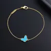 High Quality Luxury Bangle V Golden Fan Family Clover Butterfly Bracelet Womens White Beimu Ke Blue Turquoise Elegant Jewelry Treasure Batch