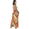 Work Dresses WUHE Striped Print Dress Suits Long Sleeve V Neck Crop Top High Slit Maxi Skirt Set 2024 Elegant Party Women Two Piece Outfits