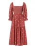 Beach Style Holiday Ruffle Swing A Line Maxi Dress Bohemian Floral Dress Women Lady Square Neck Long Sleeve Club Party Dress 240416