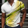 Men Polo Shirt Curve Flap 3D Print Street كل يوم قصير الأكمام غير الرسمية مريحة 240403