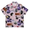 Chemises décontractées pour hommes 24SS Wacko Maria Planet Print Hawaii Short Shirt Summer High Quality Mens Womens Voyage