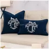 Brev Luxury Square Cushion Designer Dekorativ kudde Luxurys Designers Cotton Decor vardagsrum D2112285Z Drop Delivery DHXAS