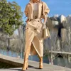 Werk jurken elegant reverskraagkantoor outfit vrouwen casual jas met lange mouwen veter rokkokje mode pocket fashion pocket solide los tweedelige