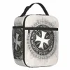 knights Templar Seal Of Hor Vr Insulated Lunch Bag Medieval Emblem Ordre Du Temple Cooler Thermal Lunch Tote Office a2uF#