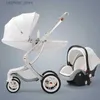 Коляски № 2024 Новая детская коляска 2IN1/3 в 1Leather Luxury Baby Cariage с автомобильным Seateggshell новорожденная детская коляска High Landscape Car L416