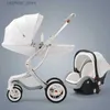 Carrollers# 2024 Nuevo cochecito para bebés 2in1/3 en 1Leather Luxury Baby Carriage con automóvil Seateghshell Recién nacido Baby Baby Baby Landscape L416