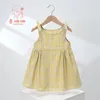 Girl Dresses Korean version 2024 Children's Dress Girls Summer Pure Cotton Spets Collar Baby Bubble kortärmad klänning1-5y