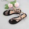 Sandals 2024 Women Summer Woman Animal Flannel Flock Flat Leopard Print Buckle Strap Brown Comfortable Ladies Beach Shoes H240416