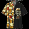 Herren lässige Hemden Hawaii Y2K Shirt 3D Print Beer Kurzarmes Kubaner Strand tragen Partyzeit Vintage-Stil für Männer und Frauen 240417