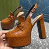 2024 Yaz Kadın Platformu Orijinal Deri Sandalet Pist Klasik Marka Tasarımcısı En Kalite Şeker Renkleri Metal Düğmesi Dekoru Kadın Tasarımcı Elbise Sandalet