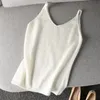 Full Season Knitted Camisole Womens V-neck Wears Sleeveless Undershirt and Versatile Crop Top Tank Top Women 240408