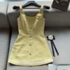 Basic Casual Dresses Womens Yellow Color Sleeveless T Woolen Flower Work Slim Waist Dress Sml Drop Delivery Apparel Clothing Otae9