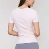 Ajuster les vêtements Lu Align Exercice Les chemises de yoga de la longueur de la hanche pour femmes tiennent des t-shirts à manches courtes