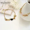 Link Bracelets Gold Romantic Romantic Stone Exquisito French Vintage Acero inoxidable Joyería de metal hecha a mano para Wome