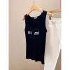 Lyxvarumärke MIU Black Dress Designer Camisole Dress Sweet Mini Kjol Sexig ärmlös Vest Summer Y2K Sticked Tank Top