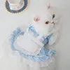 Dog Apparel Cat Maid Outfit Bowknot Lace Slip Dress For Puppy O-Neck Skirt Sweet Princess Pullover Clothes Yorshire Poodle Accessories