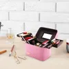 Make -up trein kast tas cosmetische tassen met 4 layer opvouwbare bak multifunctionele toilettasbox reizen voor sieraden 240416