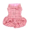 Hondenkat overhemd met een plaid boog met bijpassende hondenriem puppy rok rokbranden Springsummer kledingkleding 5 maten 240416