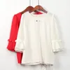 Kvinnor Bluses Real Series Autumn Clothing Lose Bekväm manschett Shoelace Pullover Top Chiffon EP23156