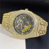 Montres-bracelets Fashion Automatics Watches Mens Brand Missfox Luxury en acier inoxydable horloge Hip Hop Diamond mécanique Wristwatch Man Reloj