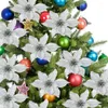 Dekorativa blommor Simulering Flower Tree Garland Accessories Ornament 15cm Phnom Penh Christmas Glitter pekade 24st