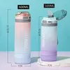 Bouteilles d'eau 500 ml bouteille de mode avec paille BPA portable libre portable sport mignon en plastique en plastique écologique.