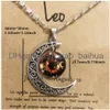 Colliers pendants Night Glow Retro Moon12 Constellation Zodiac Sign Collier Horoscope Jewelry Galaxy Libra Astrology Gift with Retail Otkrx