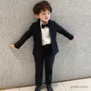 Pakken jongenspakken voor bruiloften Kids Blazer Suit voor jongenskostuum Enfant Garcon Mariage Jogging Garcon Blazer Boys Britse stijl Tuxedo