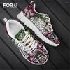 Casual Shoes FORUDESIGNS Women's Sneakers Flats Dog Groomer Leopard Gradient Design Lace Up Air Mesh Ladies Super Light Zapatos