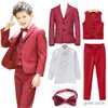 Suits Brand Kids Wedding Party Suits Flowers Boys Formal Suit Gentleman Blazer ceremony Costume 5PCS Garcon School wears L4