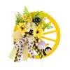 Dekorative Blumen Sonnenblumen Wagen Radkranz Rustikale Blumenvordertür Frühling Hängende Ornament für Wandfest in der Innenhause Veranda Bauernhaus