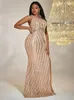 Toleen Women Plus size maxi -jurken paillettenjurk met diagonale halslijn mouwloze bodyfitting vestidos de novia fishtail 240412