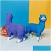 Oggetti decorativi Figurine a colori solidi IMitazione carina Alpaca Statue animale Decorazione di resina semplice per il soggiorno domestico Dhaqd interno