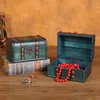 Schmuckbeutel Mini Treasure Chest Storage Box Organizer Geschenkohrringe Halskette Ringbehälter Retro Holzhülle