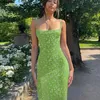 Sukienki swobodne kobiety Y2K kwiatowy nadruk spaghetti pasek bez pleców długi bodycon podzielony cami seksowna letnie boho plaża maxi