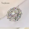 Klusterringar 2024 Fashion Noble Elegant Charm Flower Ab Rhinestone Ring Gift