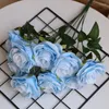 Decorative Flowers Artificial 9 Valentine Roses Home Decoration Bouquet Bedroom Living Room El Wedding Flower Arrangement Background