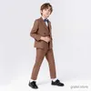 Suits Gentle Boys Khaki Piano Party Dress Prince Kids Graduation Ceremony Photograph Suit Children Host Performance Dance Show Costume