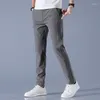 Calça masculina casual perna larga gelo gelo seda versão coreana da moda e versátil respirável