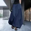 Faldas suave y transpirable falda elegante maxi para mujeres con cintura elástica diseño de línea sólida dudas de color sólido largo para ropa de streetwear