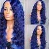 Free Part Dark Blue/ Bury/613 Blonde Lace Front Wigs 13X4 Synthetic Glueless Preplucked Kinky Curly Wig For Black Women