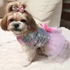 Princess Dog Dress Summer Bright Shirt Tutu kjol Dog kläder för Yorkie Chihuahua Shih Tzu Bowknot Wedding Party Puppy Costume 240416