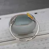925 Sterling Silver Bracelet lotus leaf chalcedony personalized national style jewelry opening fashion versatile simple Bracelet Wristband