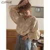 Women's Blouses CJFHJE Fashion Sweet French Embroidery Chic Women Office Shirts Spring Summe Vintage Elegant Lady Beige Lace Up Tops