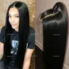 Natural 1B # Soft Long Silky Straitement plein de cheveux pour bébé résistant à la chaleur Synthétique en dentelle de dentelle pour femmes noires