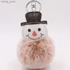 Plush Keychains 2020 Christmas Snowman Bag Keychain PU Leather Imitation Rex Rabbit Plush Keychain Gift Wholesale Y240415