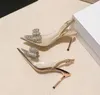 Dress Shoes Comemore Fashion Women Wedding Shoe Hoge Heel 8cm Transparante boog puntige teen Stiletto Heels Luxe dames