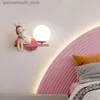 Lampen Shades Girls Room Dekoration Wandlampe für Kinder Mädchen Jungen Kinder Nachttisch Wandlampe Süße rosa kreative Cartoon Augenschutz Wandlampe Q240416